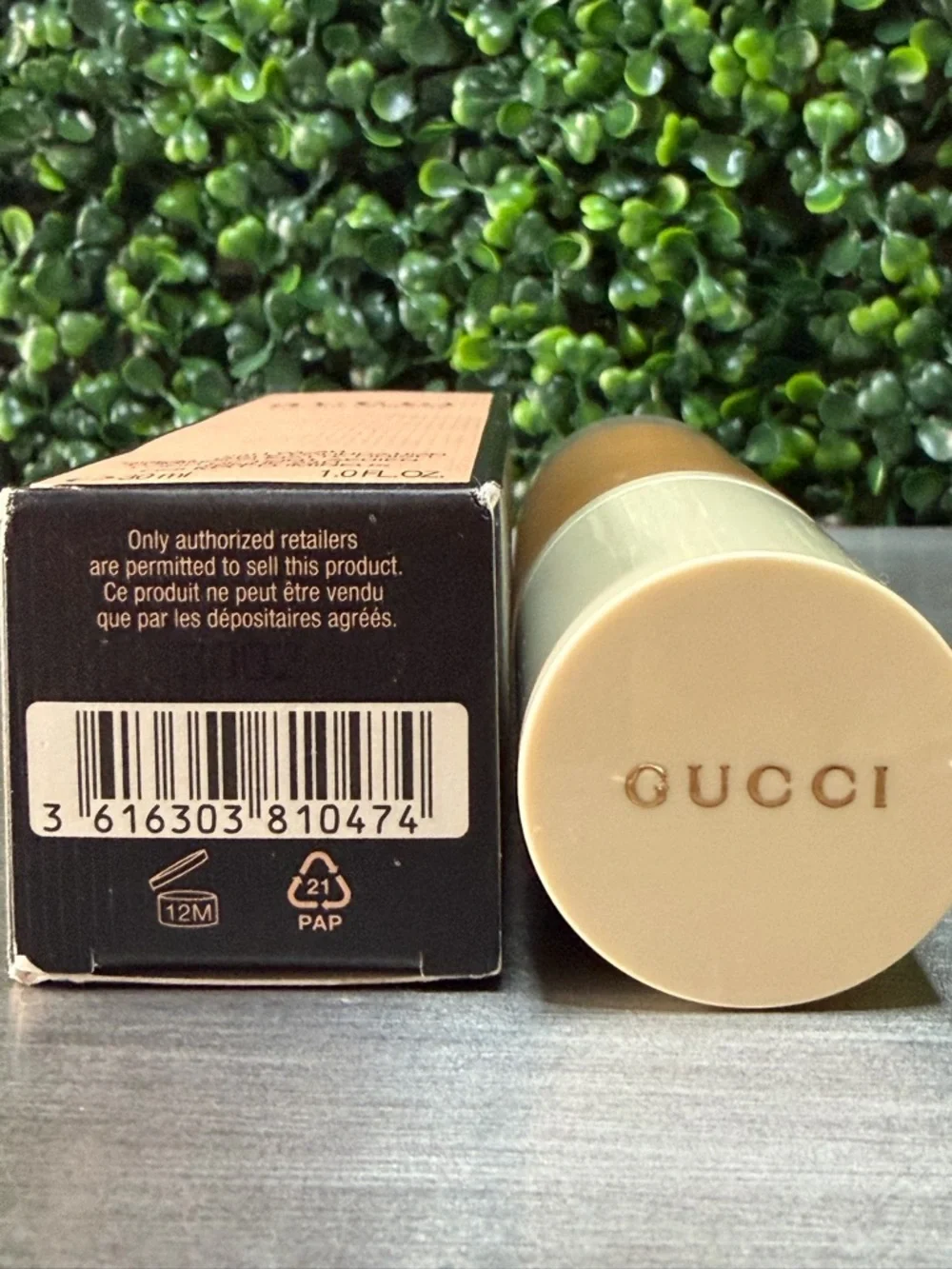 Gucci Foundation Bottle and Box - Tan, Cream